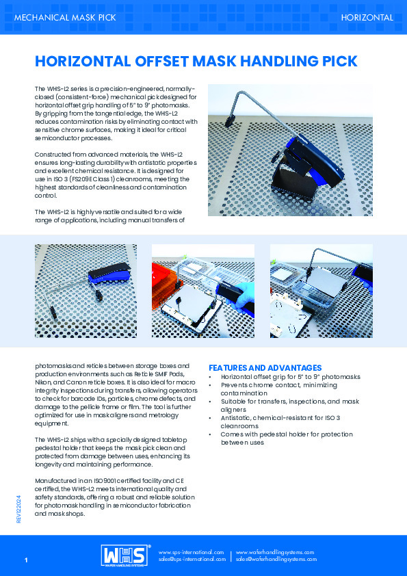 <p>WHS-L2 Horizontal Offset Mask Handling Mechanical Pick datasheet</p>
