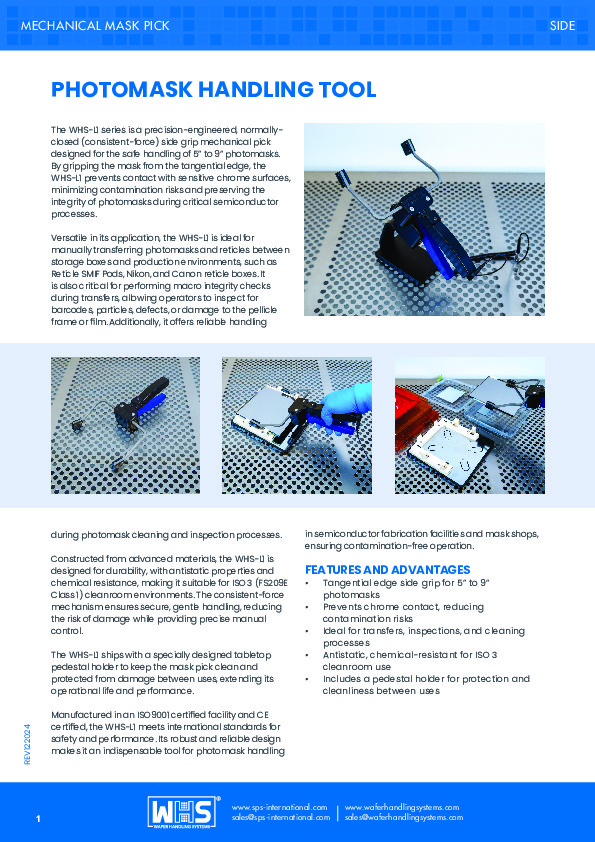 <p>WHS-L1 Photomask Handling Tool datasheet</p>