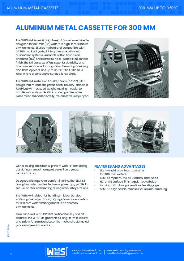 <p>WHS-M4 Aluminum Metal Cassette for 300mm Wafers datasheet</p>