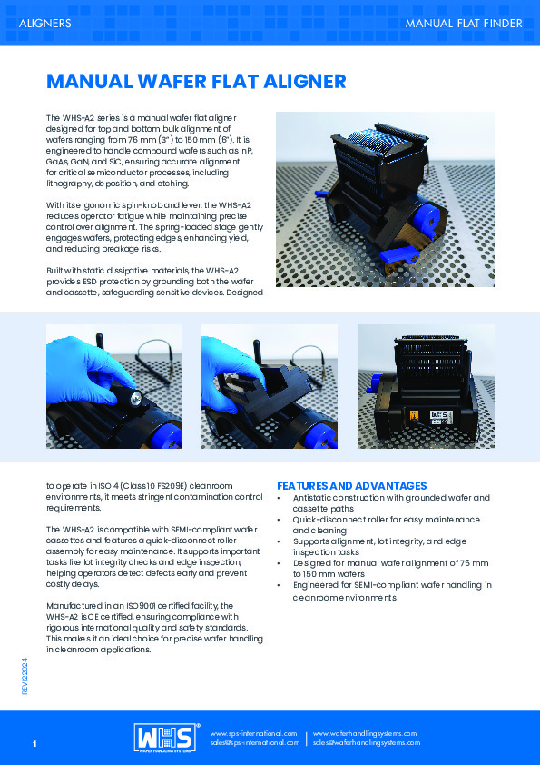 <p>WHS-A2 Manual Flat Aligner datasheet</p>
