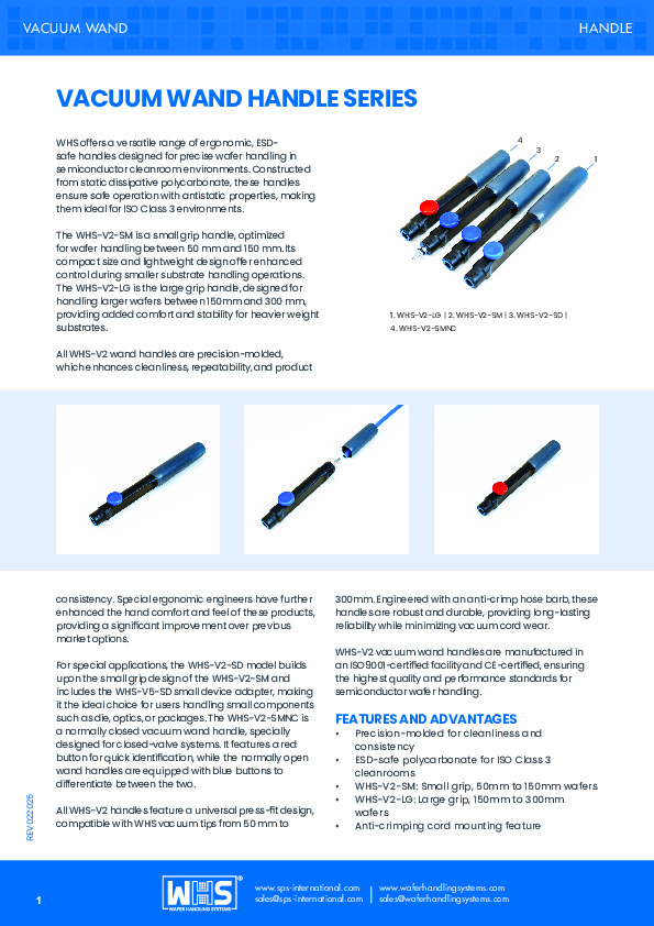 <p>WHS-V2 Vacuum Wand Handle Series datasheet</p>