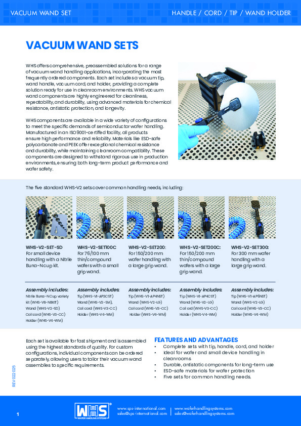 <p>WHS-V2 Vacuum Wand Sets datasheet</p>