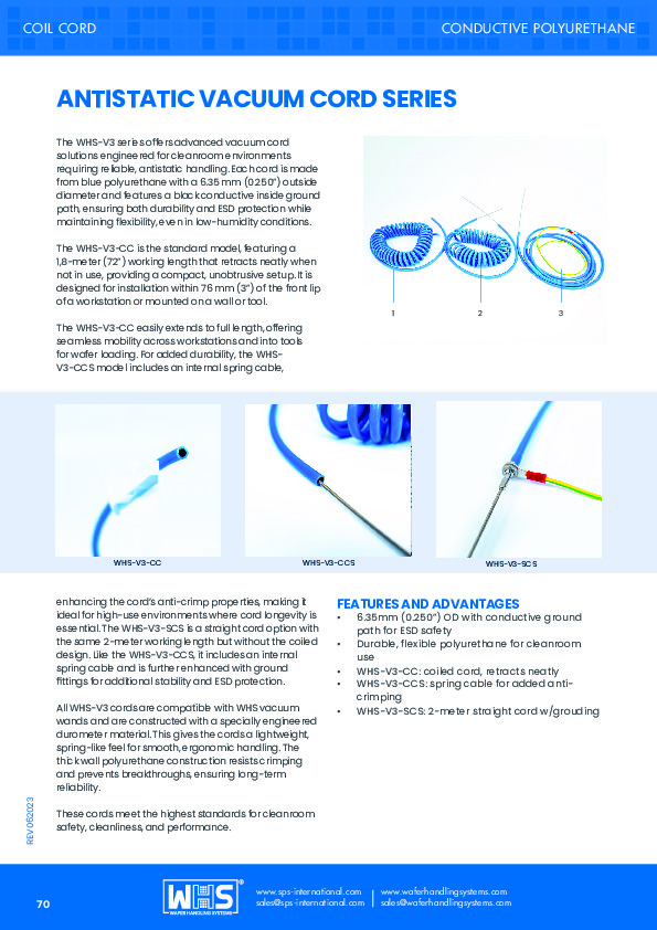 <p>WHS-V3 Antistatic Vacuum Cord Series datasheet</p>