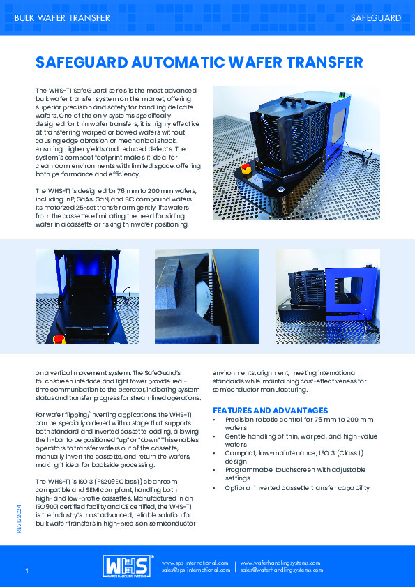 <p>WHS-T1 Safeguard Automatic Wafer Transfer datasheet</p>