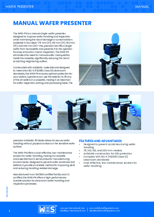 <p>WHS-P4 Manual Wafer Presenter datasheet</p>