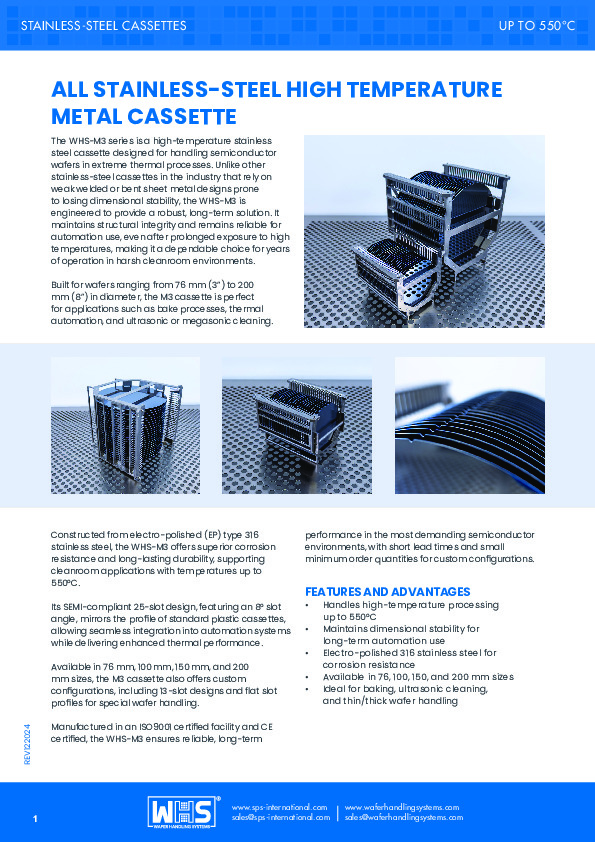 <p>WHS-M3 All Stainless-Steel High Temperature Metal Cassette datasheet</p>