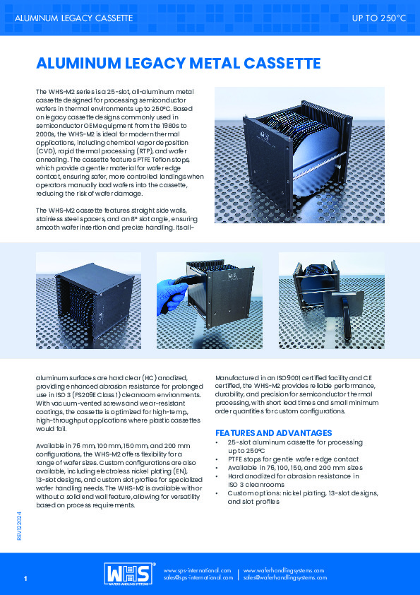 <p>WHS-M2 Aluminum Legacy Metal Cassette datasheet</p>