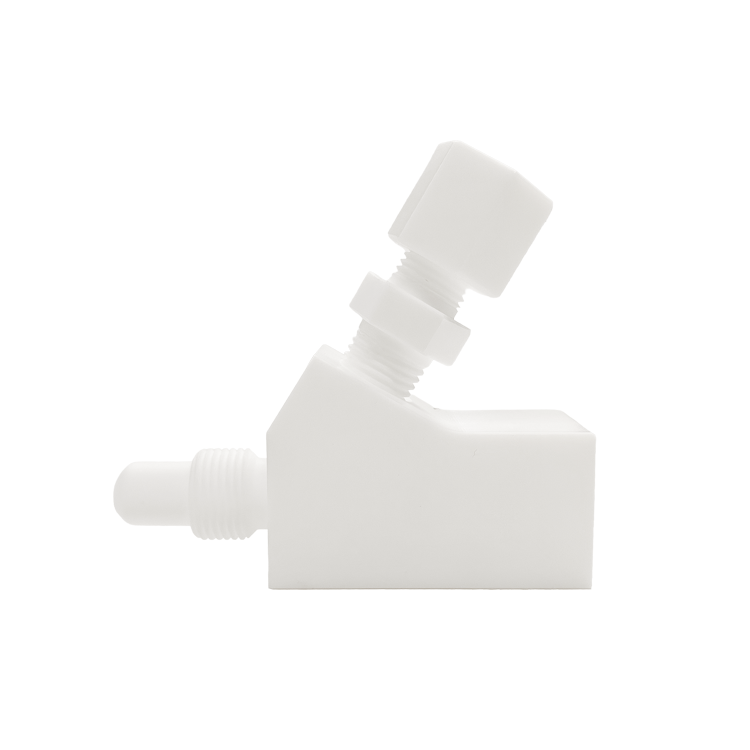 Recirculating fitting for PFA DI water spray guns